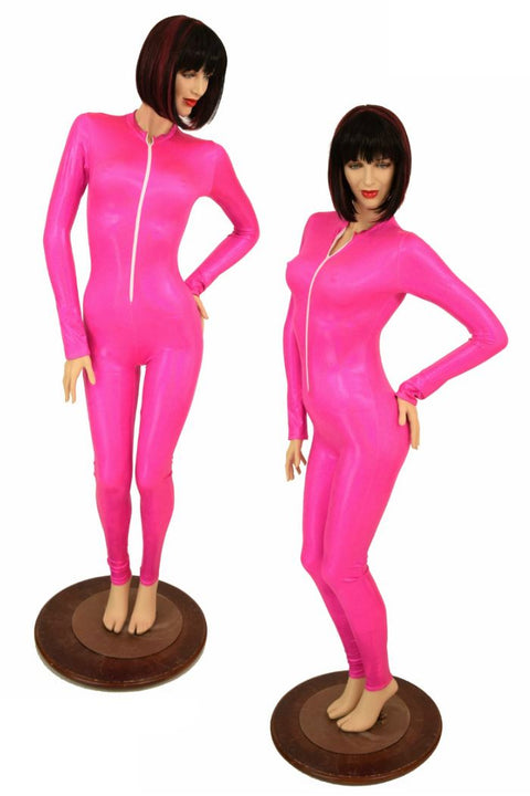 Pink Holographic "Stella" Catsuit - Coquetry Clothing