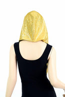 HUGE Black & White Checkered & Gold Kaleidoscope Festival Hood - Coquetry Clothing
