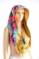 HUGE Neon Tahitian & Gold Festival Hood - Coquetry Clothing