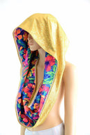 HUGE Neon Tahitian & Gold Festival Hood - Coquetry Clothing
