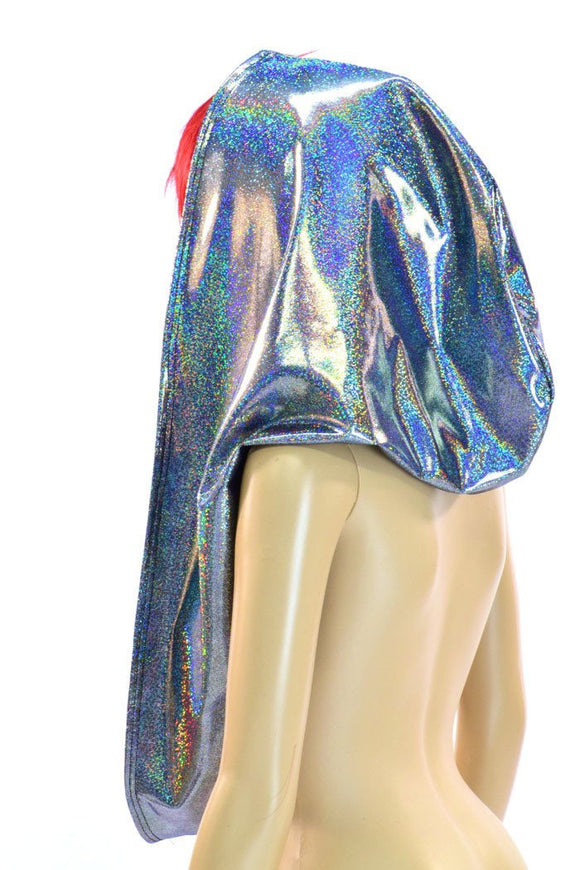 Huge Silver Holographic Festival Hood - Coquetry Clothing