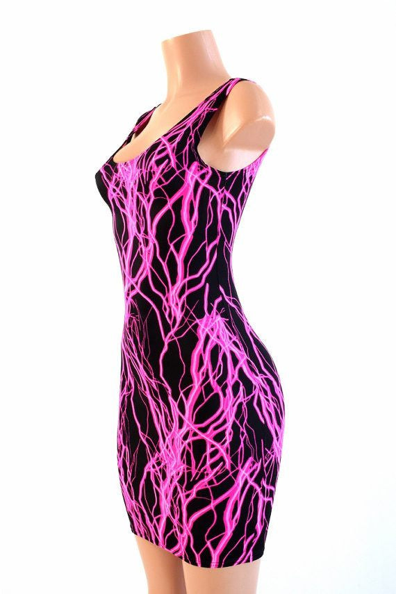 UV  Pink Lightning Print Fabric - 5