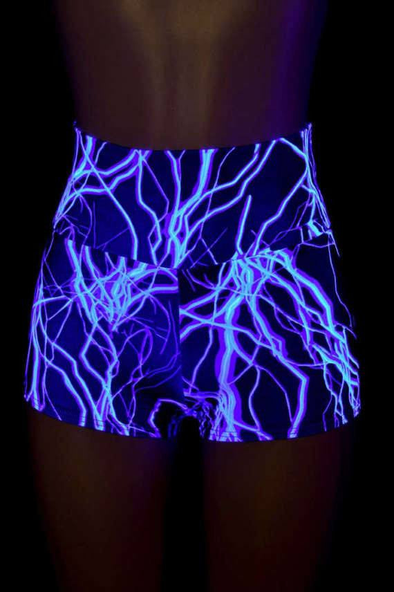 Neon UV Glow High Waist Shorts - 10
