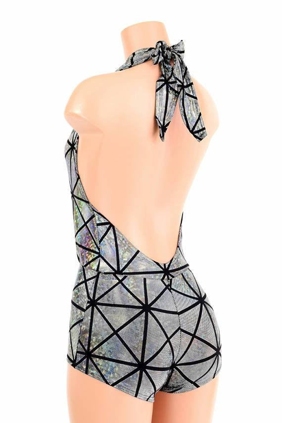 "Josie" Romper in Silver Cracked Tile - 2