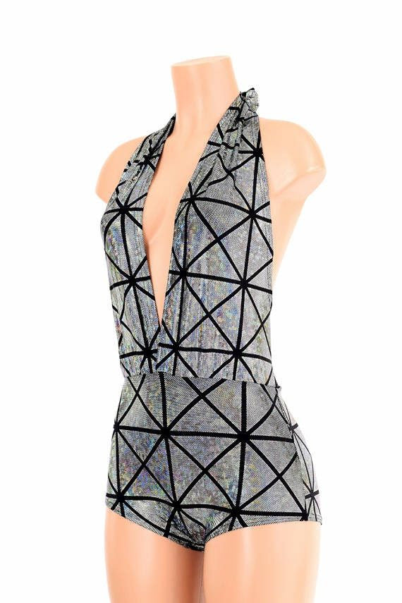 "Josie" Romper in Silver Cracked Tile - 5