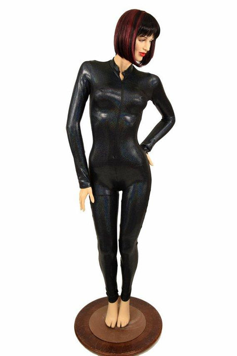 Black Holographic "Stella" Catsuit - Coquetry Clothing
