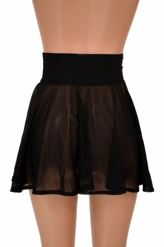 Black Mesh Mini Rave Skirt