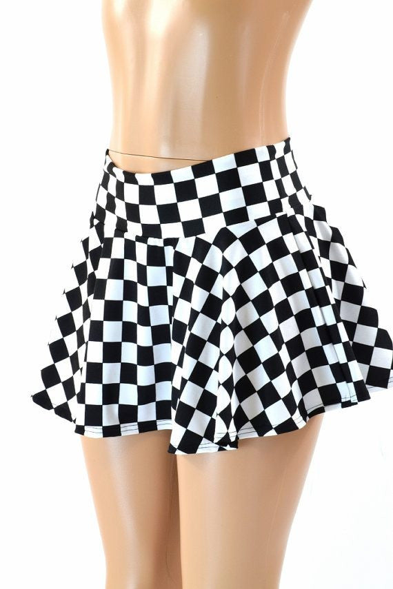 UV  Black & White Checkered Spandex Fabric - 2