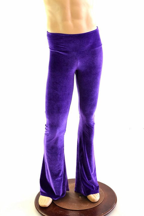 Mens Purple Velvet Bootcut Pants - Coquetry Clothing