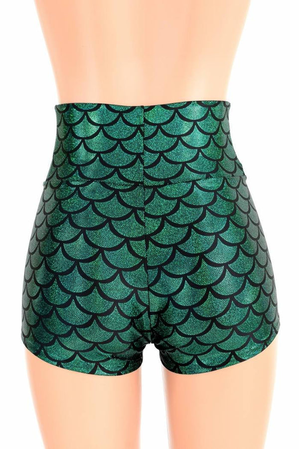 Green Mermaid High Waist Shorts - 4