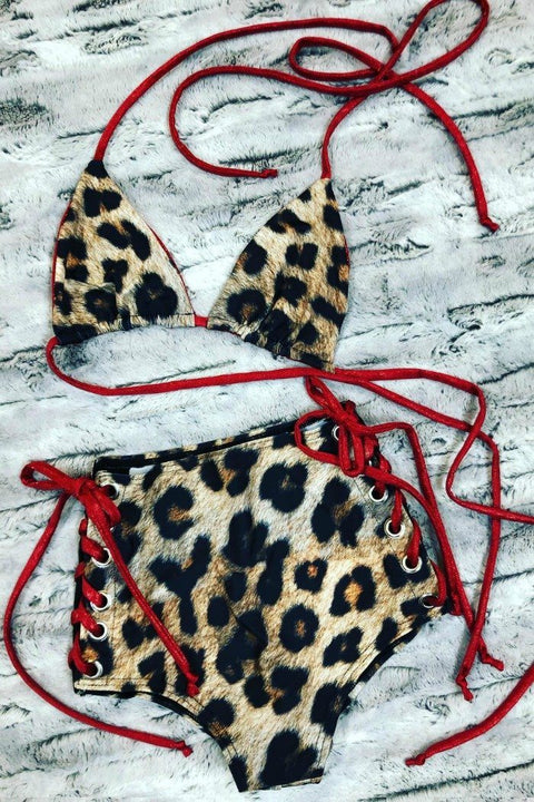 2PC Leopard and Red Set - Coquetry Clothing
