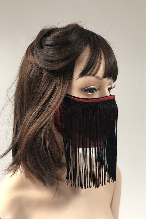 Spandex & 100% Cotton Fringed Face Mask - Coquetry Clothing