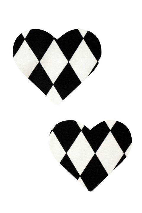 Black & White Diamond Heart Pasties - Coquetry Clothing