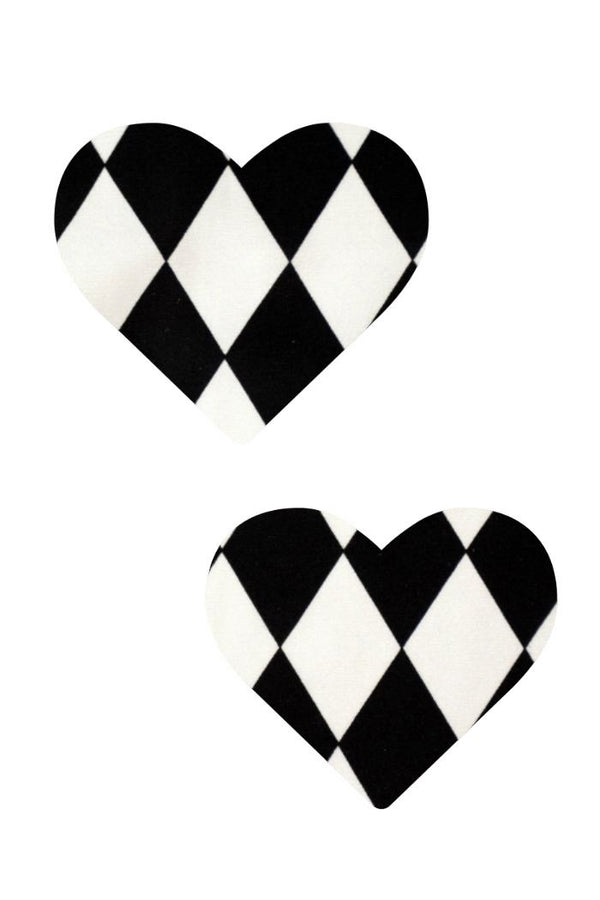 Black & White Diamond Heart Pasties - 1