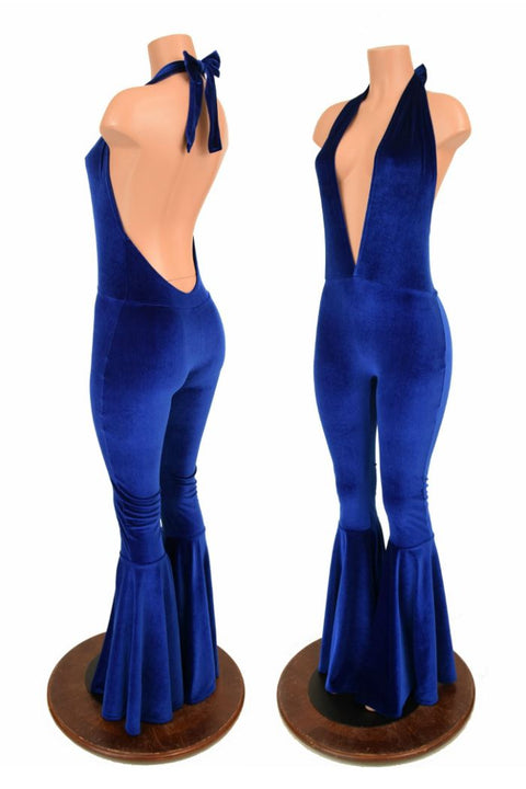 "Josie" Halter Bell Bottom Flare Catsuit - Coquetry Clothing