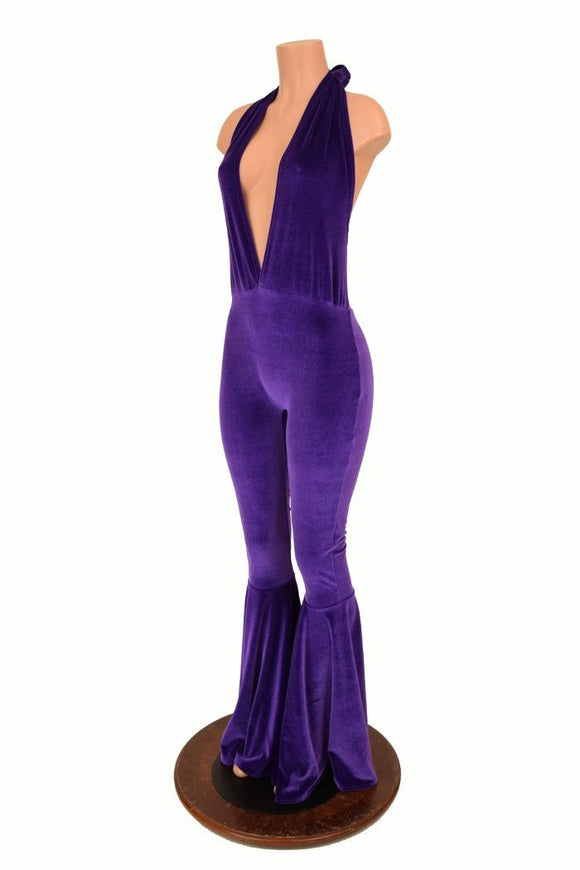 "Josie" Halter Bell Bottom Flare Catsuit - Coquetry Clothing