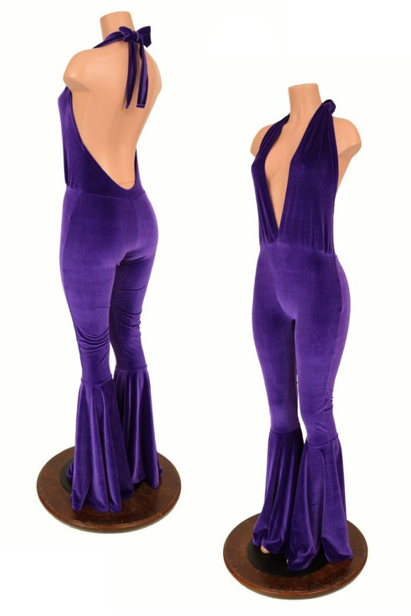 "Josie" Halter Bell Bottom Flare Catsuit - Coquetry Clothing