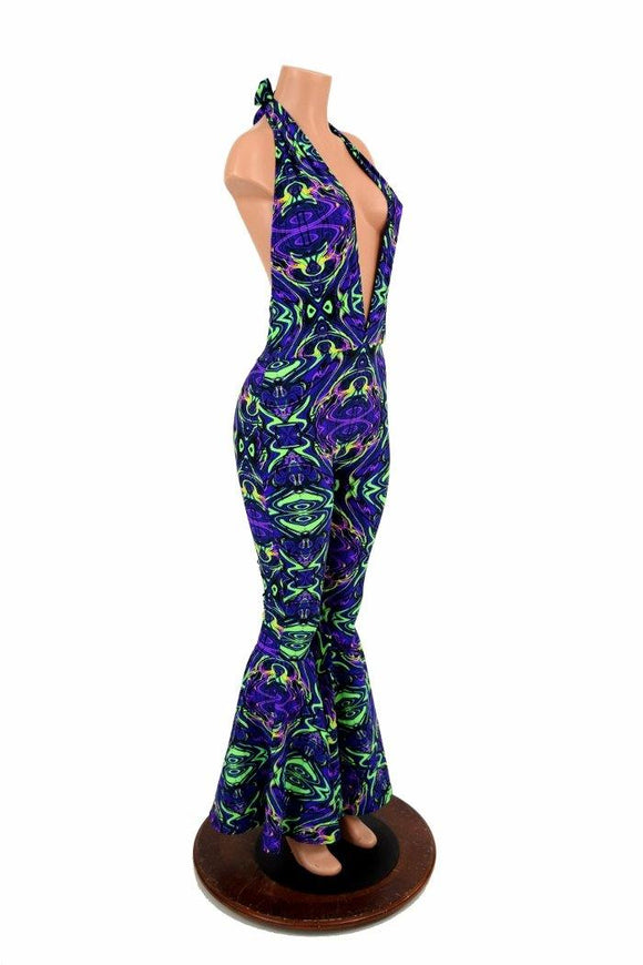 "Josie" Halter Bell Bottom Flare Catsuit - Coquetry Clothing