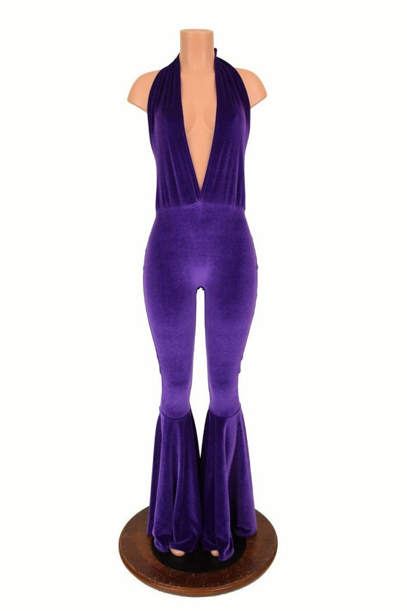 "Josie" Halter Bell Bottom Flare Catsuit - Coquetry Clothing