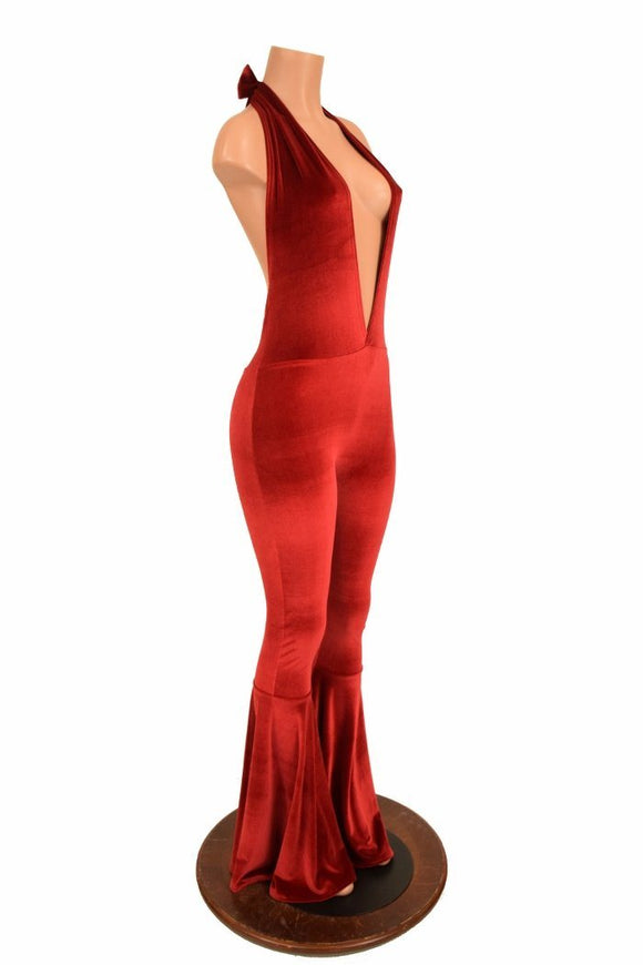 Josie Halter Bell Bottom Flare Catsuit - Coquetry Clothing