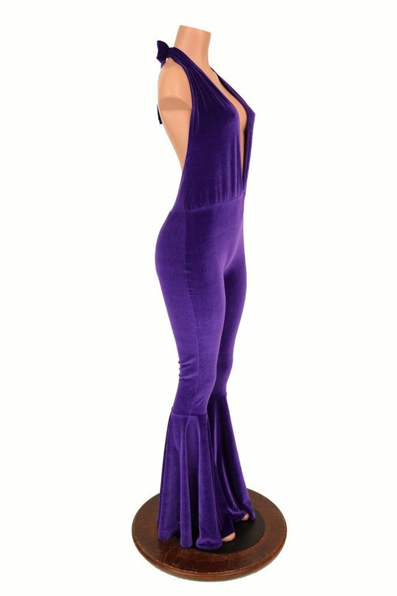 "Josie" Halter Bell Bottom Flare Catsuit - Coquetry Clothing