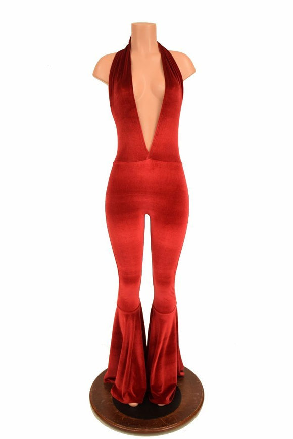 Josie Halter Bell Bottom Flare Catsuit - Coquetry Clothing