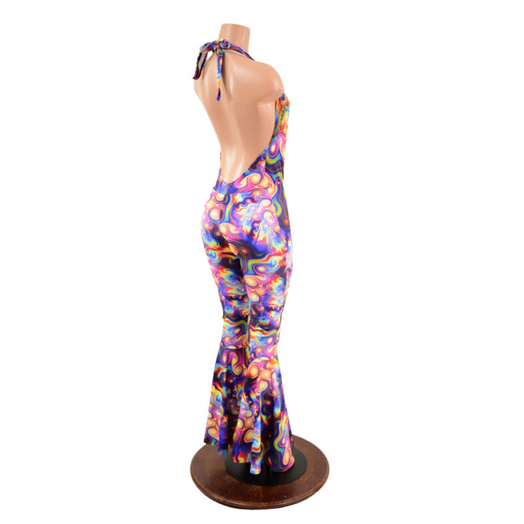 Josie Halter Bell Bottom Flare Catsuit - Coquetry Clothing