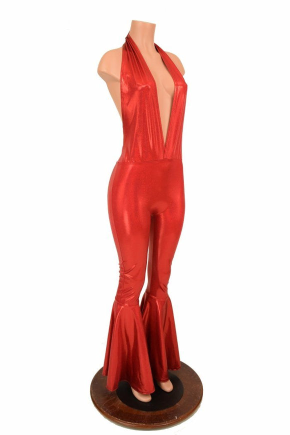 "Josie" Halter Bell Bottom Flare Catsuit - Coquetry Clothing