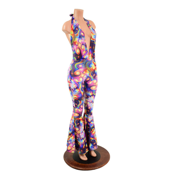Josie Halter Bell Bottom Flare Catsuit - Coquetry Clothing