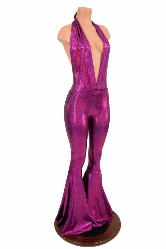 "Josie" Halter Bell Bottom Flare Catsuit - Coquetry Clothing