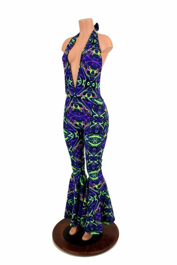 "Josie" Halter Bell Bottom Flare Catsuit - Coquetry Clothing