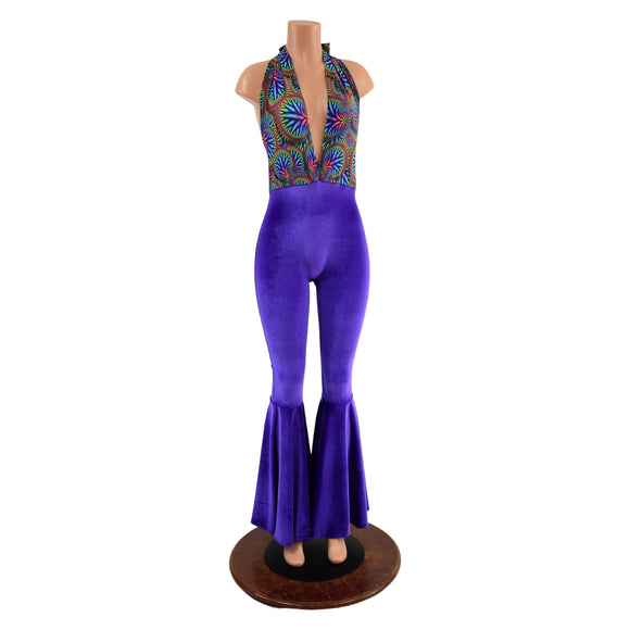 Josie Halter Bell Bottom Flare Catsuit - Coquetry Clothing