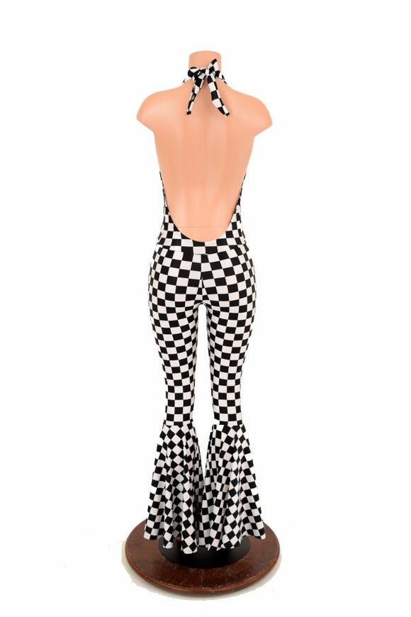 "Josie" Halter Bell Bottom Flare Catsuit - Coquetry Clothing