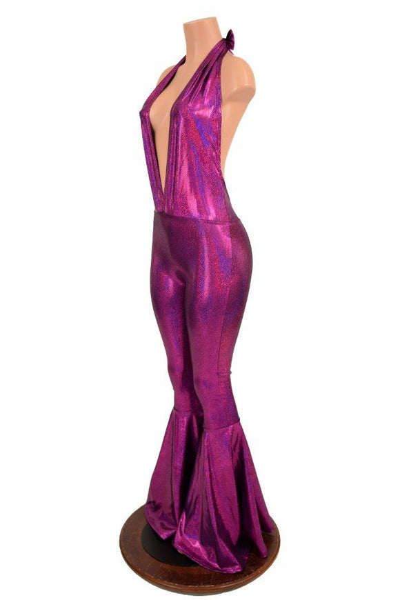 "Josie" Halter Bell Bottom Flare Catsuit - Coquetry Clothing