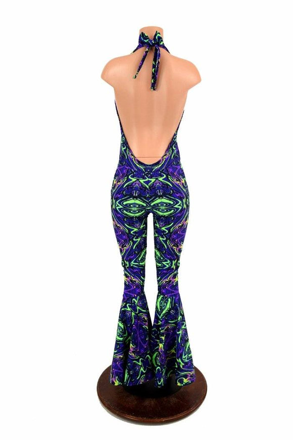 "Josie" Halter Bell Bottom Flare Catsuit - Coquetry Clothing