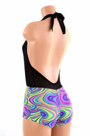 "Josie" Romper in Black Mesh & Glow Worm - Coquetry Clothing