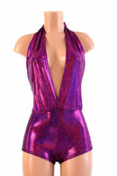 "Josie" Romper in Fuchsia Sparkly Jewel Holographic - Coquetry Clothing