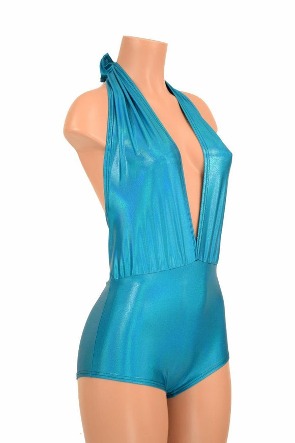 "Josie" Romper in Peacock Holographic - Coquetry Clothing