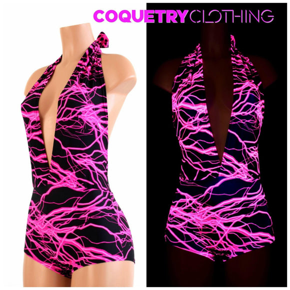 "Josie" Romper in Pink Lightning - Coquetry Clothing