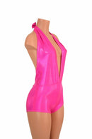 "Josie" Romper in Pink Sparkly Jewel Holographic - Coquetry Clothing