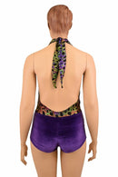 Josie Romper in Poisonous & Purple Velvet - Coquetry Clothing