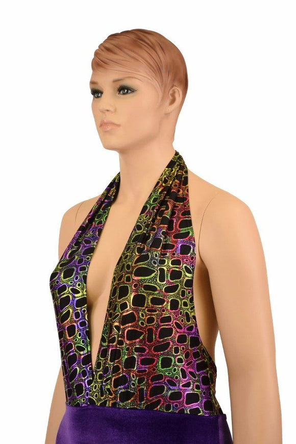 Josie Romper in Poisonous & Purple Velvet - Coquetry Clothing