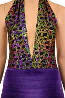 Josie Romper in Poisonous & Purple Velvet - Coquetry Clothing