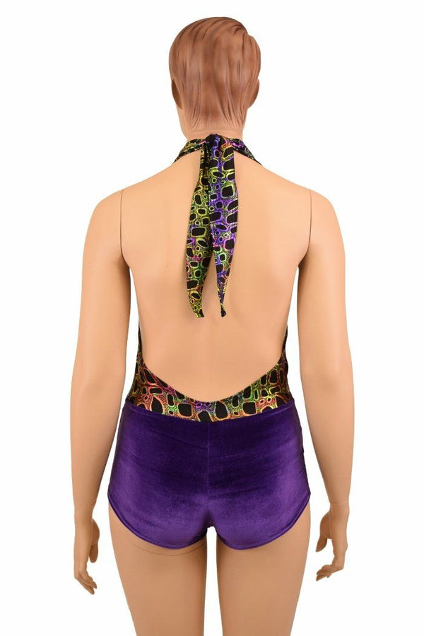 Josie Romper in Poisonous & Purple Velvet - 4