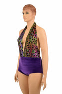 Josie Romper in Poisonous & Purple Velvet - 1