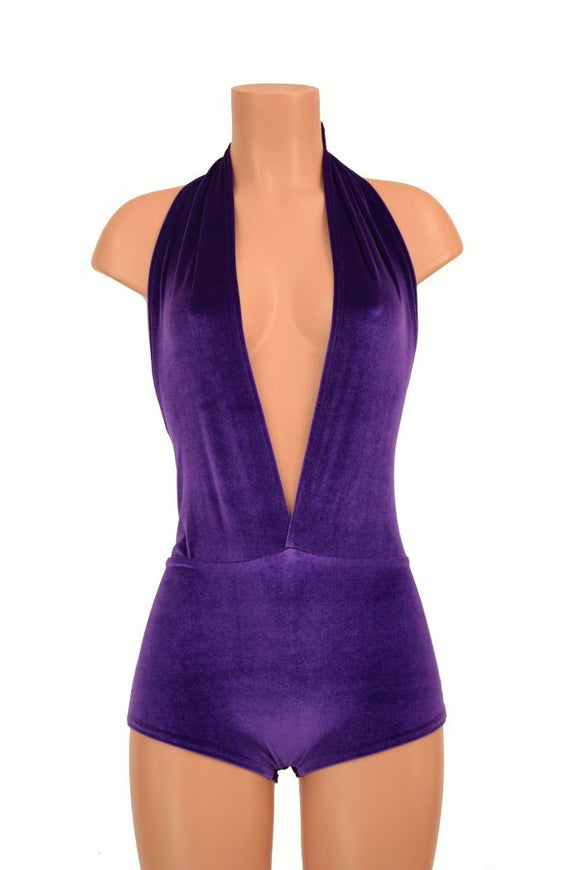 "Josie" Romper in Purple Velvet - Coquetry Clothing