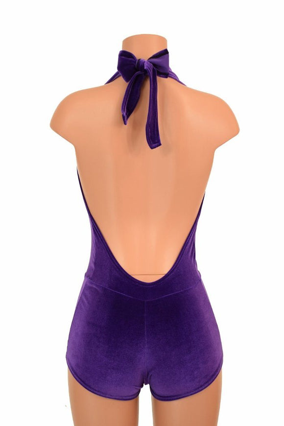 "Josie" Romper in Purple Velvet - Coquetry Clothing