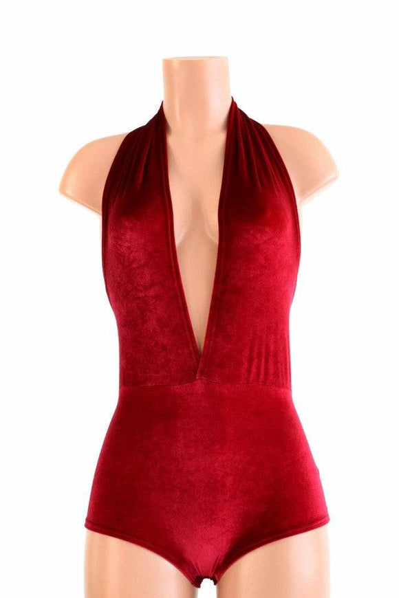 "Josie" Romper in Red Velvet - Coquetry Clothing
