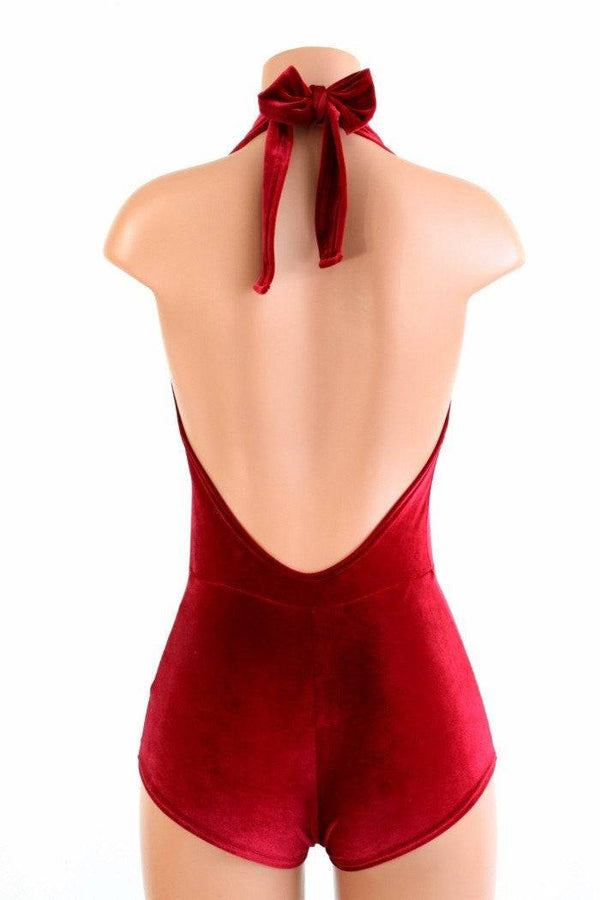 "Josie" Romper in Red Velvet - 4