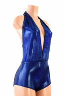 "Josie" Romper in Royal Blue Sparkly Jewel Holographic - Coquetry Clothing